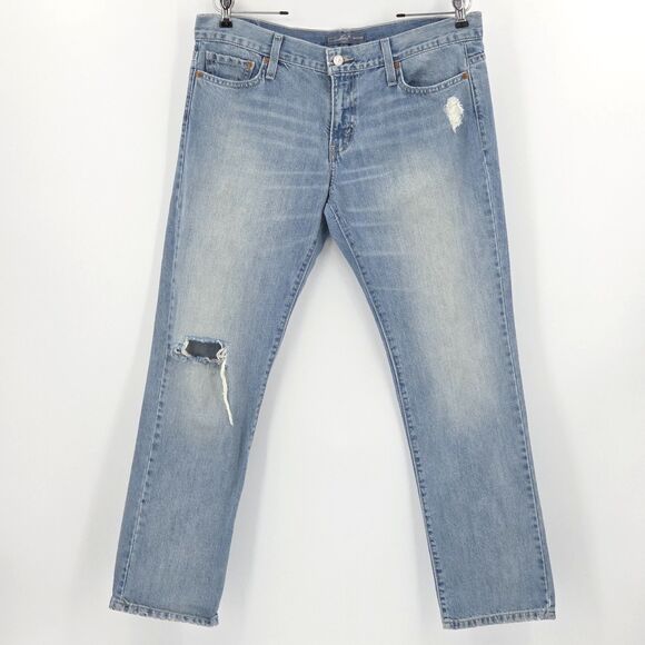 Levi's Boyfriend Mid Rise Jeans Womens Size 11 Blue Denim Straight Leg Casual - Picture 1 of 8